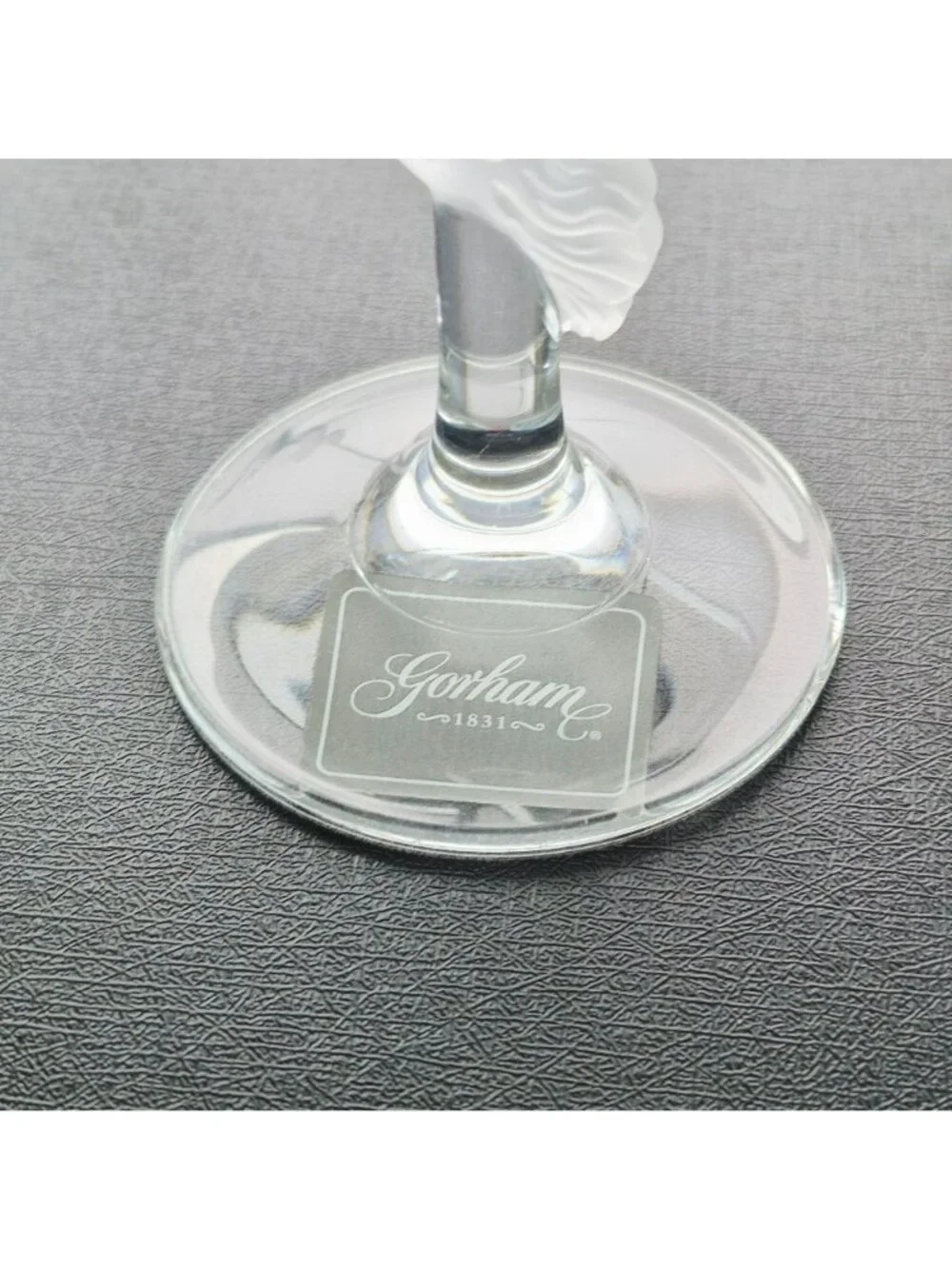 Gorham Amore Fluted Champagne Set, Frosted Wedding Dove Design, c.1999-2009